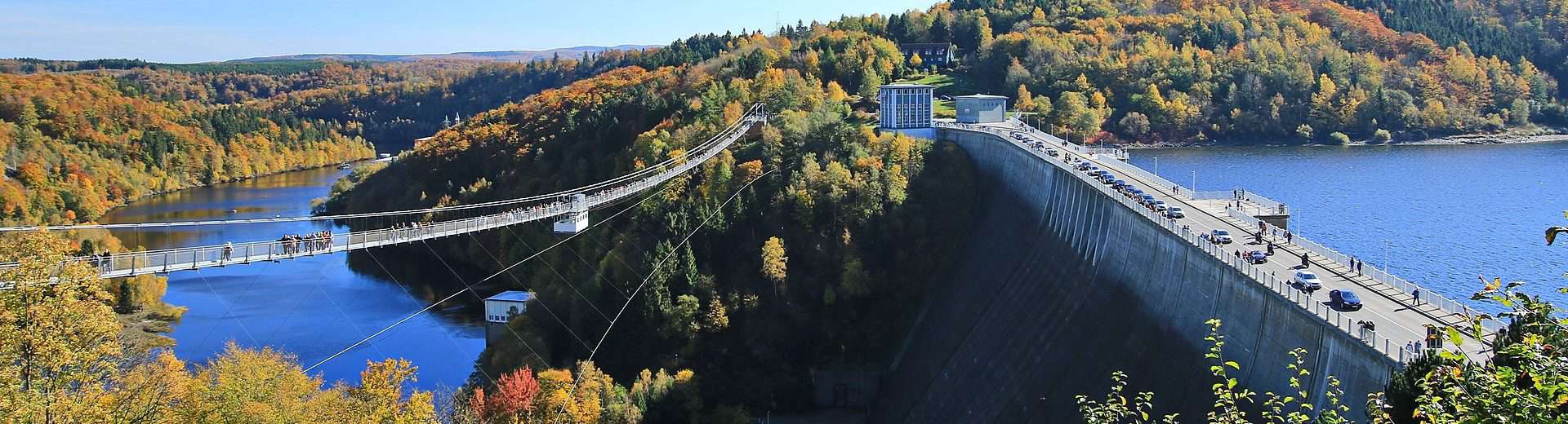 Rappbodetalsperre und Fußgängerhängebrücke Titan-RT im Harz