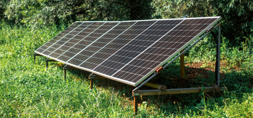 Solarmodule in einem Garten