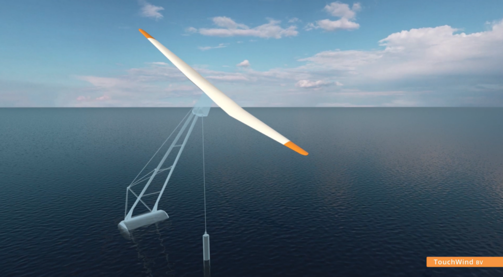 Offshore-Windkraftanlage mit einem Flügel von TouchWind