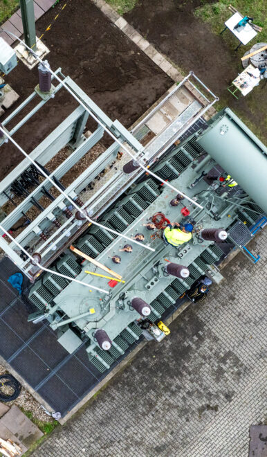 Trafowechsel im Umspannwerk Finsterwalde